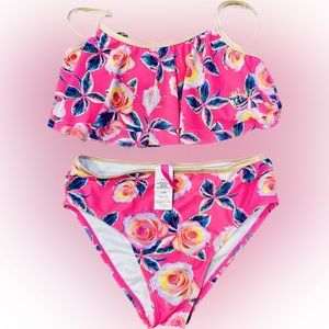Betsy Johnson pink floral swim suit